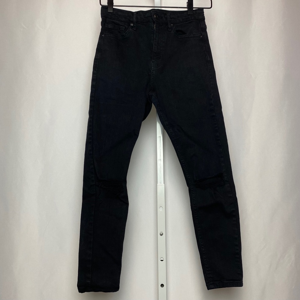 TOPSHOP Womenʻs Black Distressed Skinny Jamie Jeans P28/28